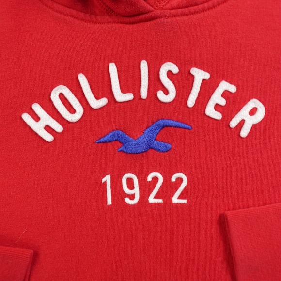 VTG Hollister Hoodie Womens L Red Pullover Sweater Sweatshirt Thermal Hood Y2K - Picture 2 of 14